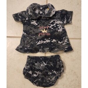 Tiny Trooper Baby Girls Navy Princess Digital‎ Camo Top and Bloomers Set 0-3M
